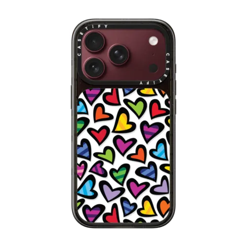 HEARTS BY ROMERO BRITTO | iPhone 18 Pro / Impact Case MagSafe Compatible - Glossy / Glossy Black | Image 1