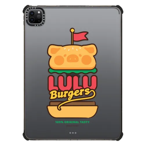 Original Tasty Burgers by LuLu the Piggy | iPad Pro 11-inch (3rd/4th gen) / iPad Impact Case / Black | Image 1