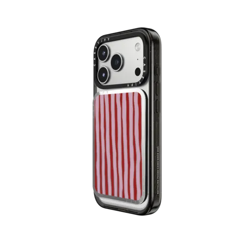 Pink Stripes | Snappy Cardholder Stand / Snappy Mirror Cardholder Stand MagSafe Compatible / Silver | Image 2