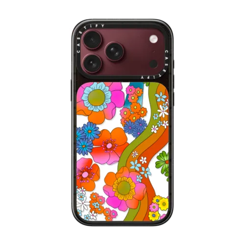 Seventies Flower Power by Illustrated By Charlie | iPhone 18 Pro Max / Impact Case MagSafe Compatible - Glossy / Glossy Black | Image 1