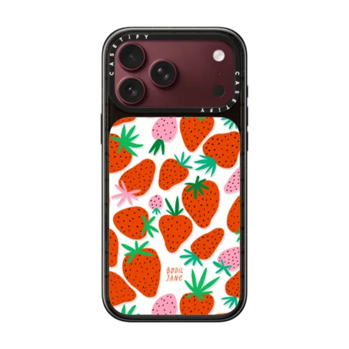 STRAWBERRIES | iPhone 18 Pro Max / Impact Case MagSafe Compatible - Glossy / Glossy Black | Image 1