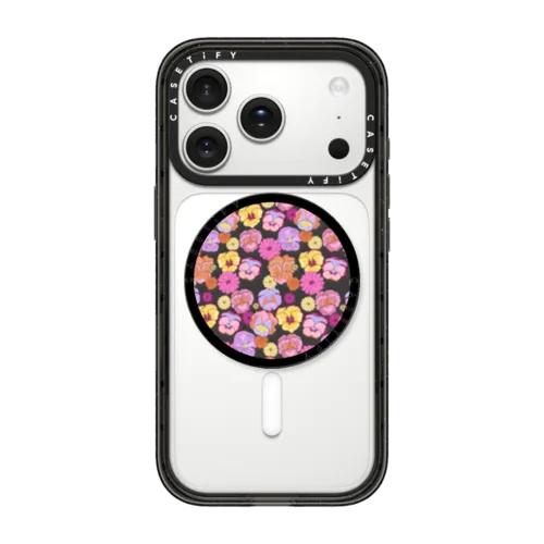 Pansy Print Mini | Snappy Grip Stand / Snappy Grip Stand MagSafe Compatible / Black | Image 1