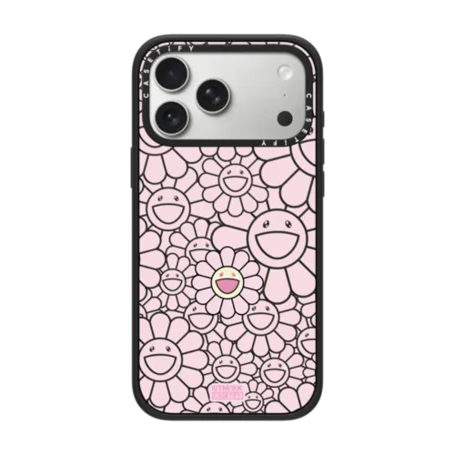SUPERFLAT FLOWER PHONE CASE (PINK) | iPhone 17 Pro Max / Impact Case MagSafe Compatible / Matte Black | Image 1