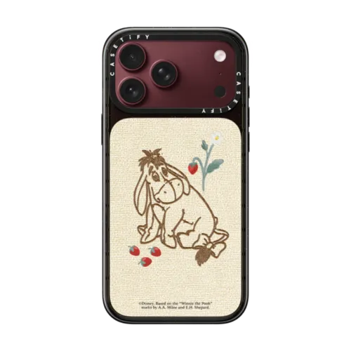 Winnie The Pooh & Friends Embroidered Phone Case - Eeyore - With Background | iPhone 18 Pro Max / Impact Case MagSafe Compatible - Glossy / Glossy Black | Image 1