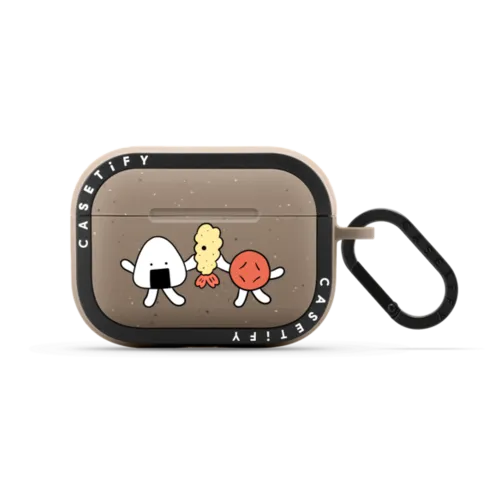 Onigiri&Umeboshi Tempura by FURIIRAKUN | AirPods Pro 2 / Earbuds Bounce Case / Matte Taupe | Image 1