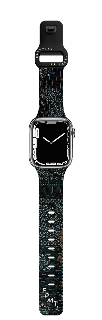 Sashiko Paisely Watch Band | Apple Watch Series 7-9 (45mm) / Impact Band / Black | Image 1