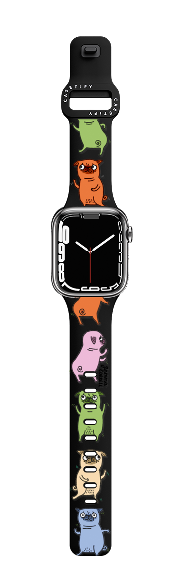Pug Dance | Apple Watch Series 7-9 (45mm) / Impact Band / Black | Image 1