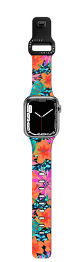 Painted Flowers by EttaVee | Apple Watch Series 7-9 (45mm) / Impact Band / Black | Image 1