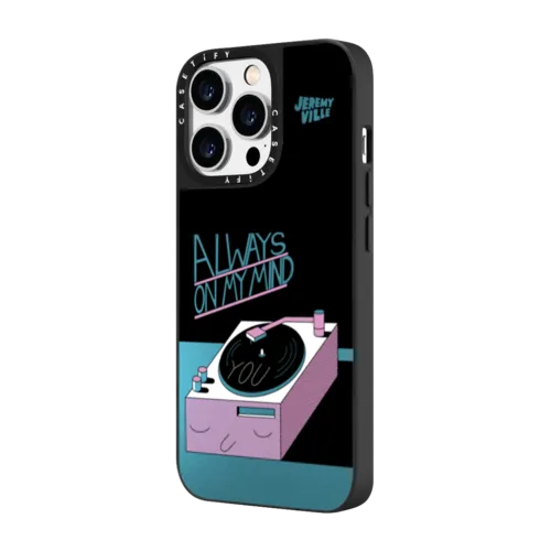 Always On My Mind | iPhone 14 Pro Max / Mirror Case MagSafe Compatible / Silver on Black | Image 2