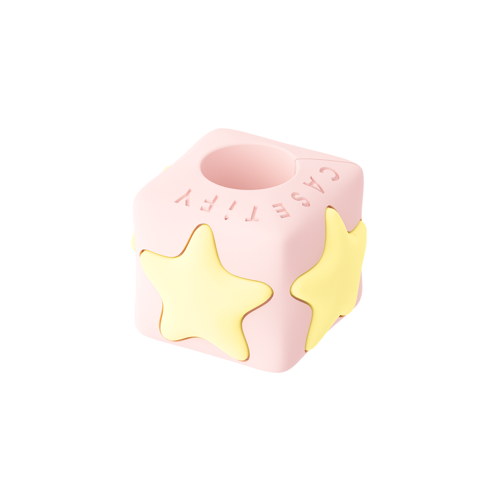 Puffy Charm Cube - STAR - Pink with Yellow Star