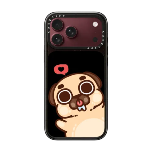 Puglie Pug Lickie | iPhone 18 Pro Max / Impact Case MagSafe Compatible - Glossy / Glossy Black | Image 1