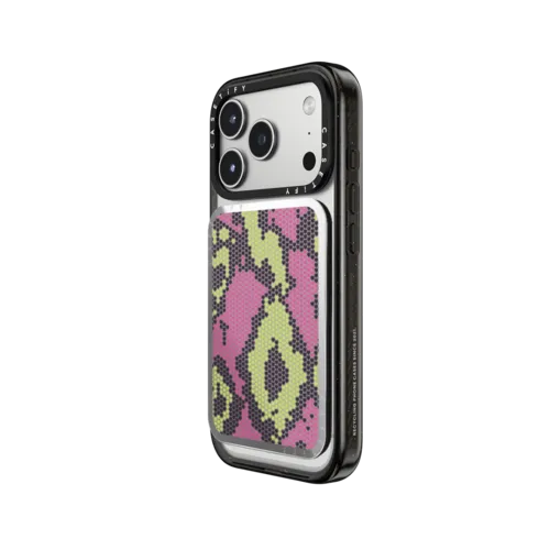 Pink Green Heart Snake Print | Snappy Cardholder Stand / Snappy Mirror Cardholder Stand MagSafe Compatible / Silver | Image 2