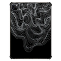 WOBBLE 2 IPAD, BLACK & WHITE MINIMALIST LINES OCEAN WAVES ORGANIC FLOW ABSTRACT ILLUSTRATION | iPad Pro 11-inch (3rd/4th gen) / iPad Impact Case / Black | Image 1