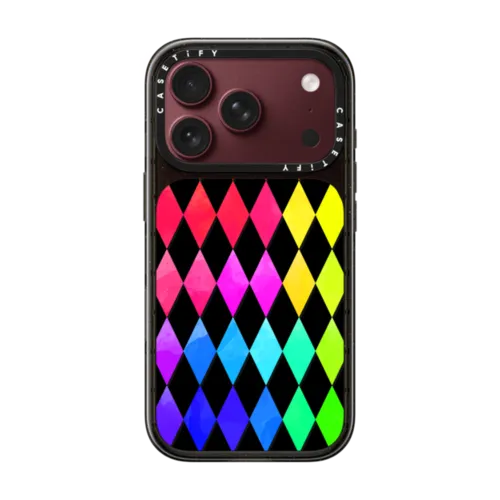 Rainbow Harlequin | iPhone 18 Pro / Impact Case MagSafe Compatible - Glossy / Glossy Black | Image 1