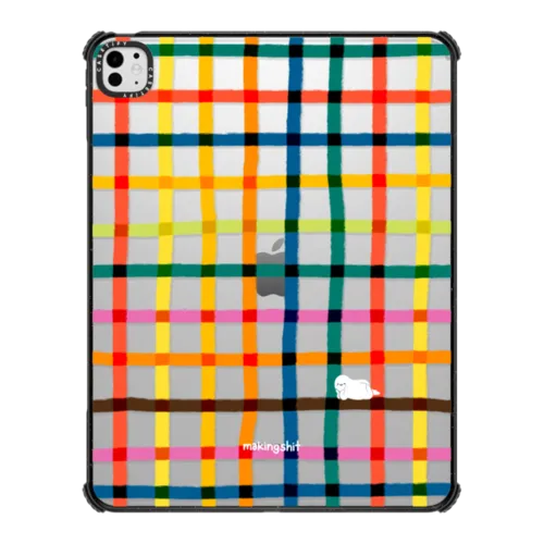 Happy Rainbow Check | iPad Pro 13-inch (M4/M5) / iPad Impact Case / Black | Image 1