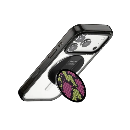 Pink Green Heart Snake Print | Snappy Grip Stand / Snappy Grip Stand MagSafe Compatible / Black | Image 3