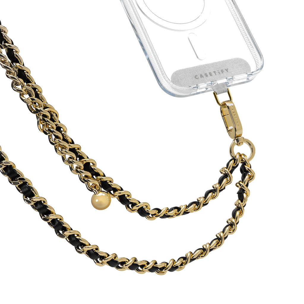 BioVeg Chain Cross-body Strap - Black in Champagne Gold | Image 1