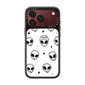Cute White UFO Space Alien Drawing Pattern | iPhone 18 Pro Max / Impact Case MagSafe Compatible - Glossy / Glossy Black | Image 1