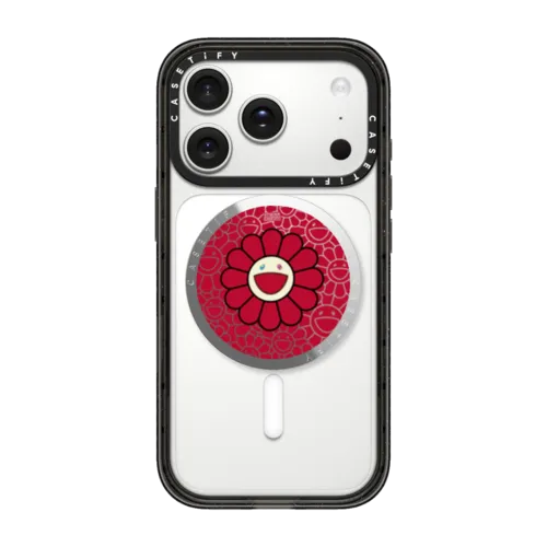 SUPERFLAT FLOWER(RED) SNAPPY GRIP STAND | Snappy Grip Stand / Snappy Mirror Grip Stand MagSafe Compatible / Silver | Image 1