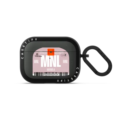 Airport Luggage Tag - Issue 2 - MNL | AirPods Pro 3 / Earbuds Bounce Case / Matte Charcoal | Image 1