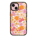 retro boho hippie flowers (60s / 70s floral pattern on clear background) | iPhone 15 / Impact Case MagSafe Compatible / Black | Image 1
