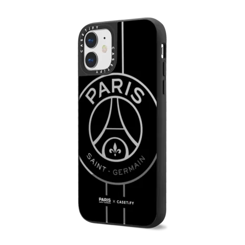 PSG Logo Case (Black) | iPhone 11 / Mirror Case / Silver on Black | Image 2