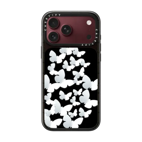 Paper Butterflies | iPhone 18 Pro Max / Impact Case MagSafe Compatible - Glossy / Glossy Black | Image 1