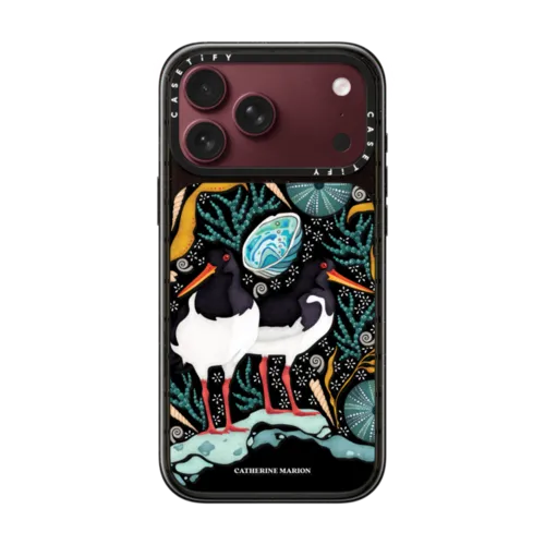 Oystercatchers at the Beach | iPhone 18 Pro Max / Impact Case MagSafe Compatible - Glossy / Glossy Black | Image 1