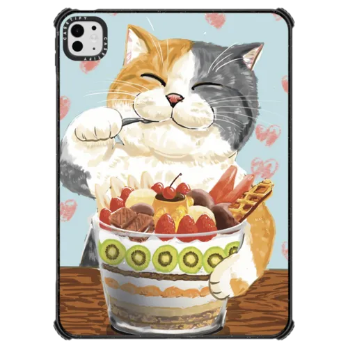Fruit parfait cat | iPad Pro 11-inch (M4/M5) / iPad Impact Case / Black | Image 1
