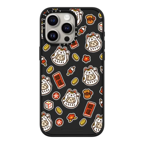 PP Baby Lucky Cat Sticker Case | iPhone 15 Pro Max / Impact Case MagSafe Compatible / Matte Black | Image 1