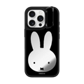 Miffy Black Mirror Frame Case | iPhone 16 Pro / Mirror Ring Stand Case MagSafe Compatible / Silver on Black | Image 1