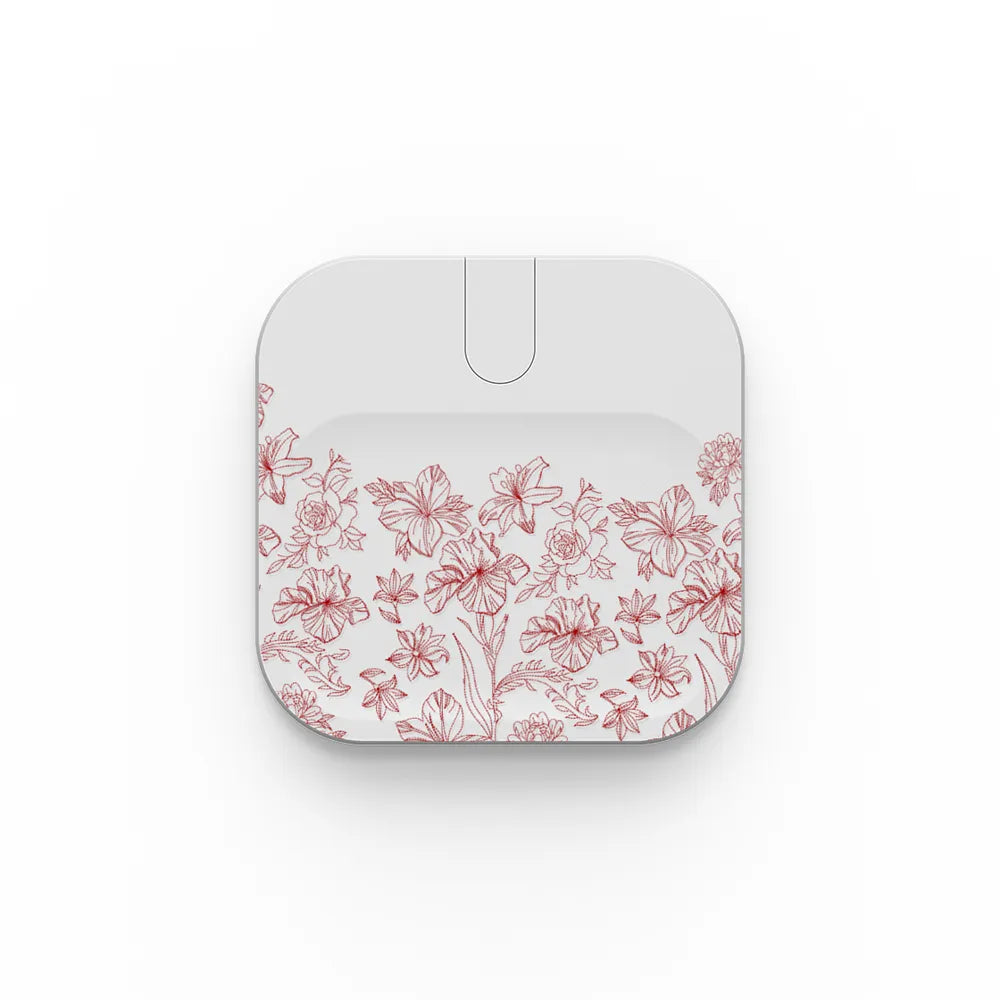 Red Embroidered Floral Garden
