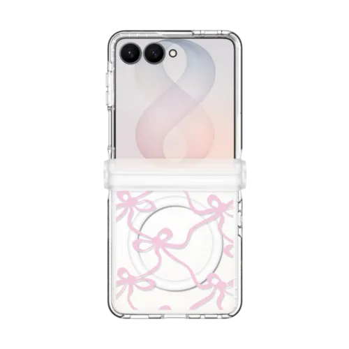 Pink Bownet | Galaxy Z Flip8 / Impact Clear Magnetic Case / Clear | Image 1