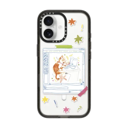 Hardworking Cat | iPhone 17 / Impact Case MagSafe Compatible / Black | Image 1