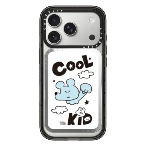 Sukeydokey Cool Kid Snappy Card Holder | Snappy Cardholder Stand / Snappy Mirror Cardholder Stand MagSafe Compatible / Silver | Image 1