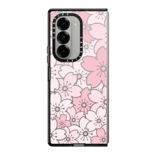 Pink Sakura Bloom | Galaxy Z Fold6 / Impact Case / Black | Image 1