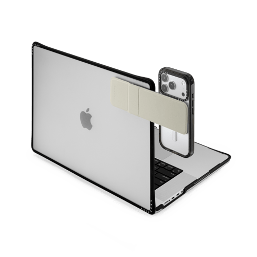 Pink Flower Y2k | Snappy Laptop Phone Mount / Snappy Laptop Phone Mount MagSafe Compatible / Black/Beige | Image 2