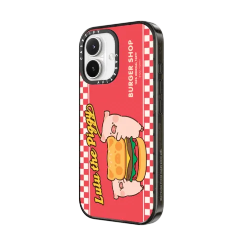LET'S EAT BURGERS TOGETHER BY LULU THE PIGGY | iPhone 17 / Impact Case MagSafe Compatible / Black | Image 2