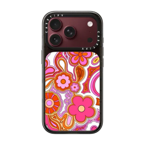 Retro Flower Power by Illustrated By Charlie | iPhone 18 Pro / Impact Case MagSafe Compatible - Glossy / Glossy Black | Image 1