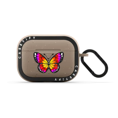 Monarca Sunset by Sofia Castellanos | AirPods Pro 2 / Earbuds Bounce Case / Matte Taupe | Image 1