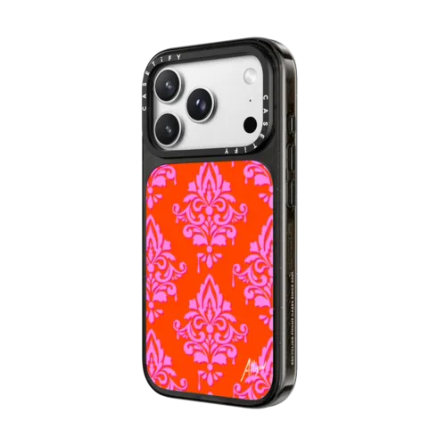 Preppy Damask | iPhone 18 Pro Max / Impact Case MagSafe Compatible - Glossy / Glossy Black | Image 2