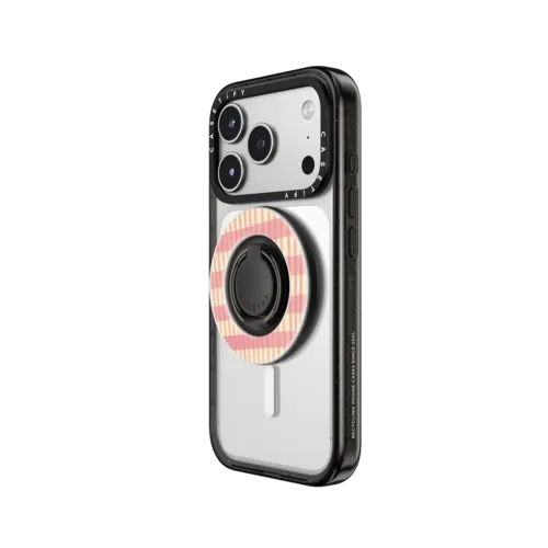 Pink Summer Stripes | Snappy Ring Holder / Snappy Mirror Ring Holder MagSafe Compatible / Silver | Image 2