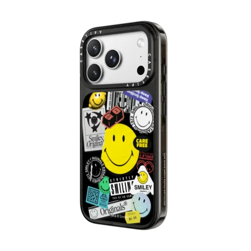 Smiley Sticker Phone Case | iPhone 18 Pro Max / Impact Case MagSafe Compatible - Glossy / Glossy Black | Image 2
