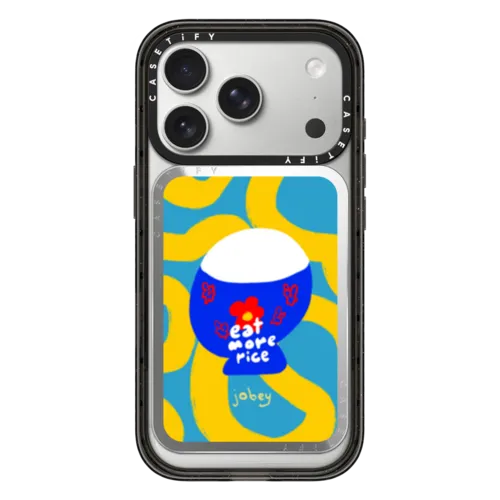 Eat More Rice | Snappy Cardholder Stand / Snappy Mirror Cardholder Stand MagSafe Compatible / Silver | Image 1