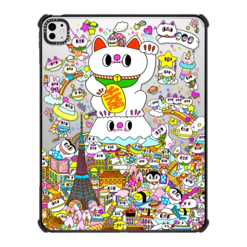 Lucky Cat at Fuji's Peak | iPad Pro 13-inch (M4/M5) / iPad Impact Case / Black | Image 1