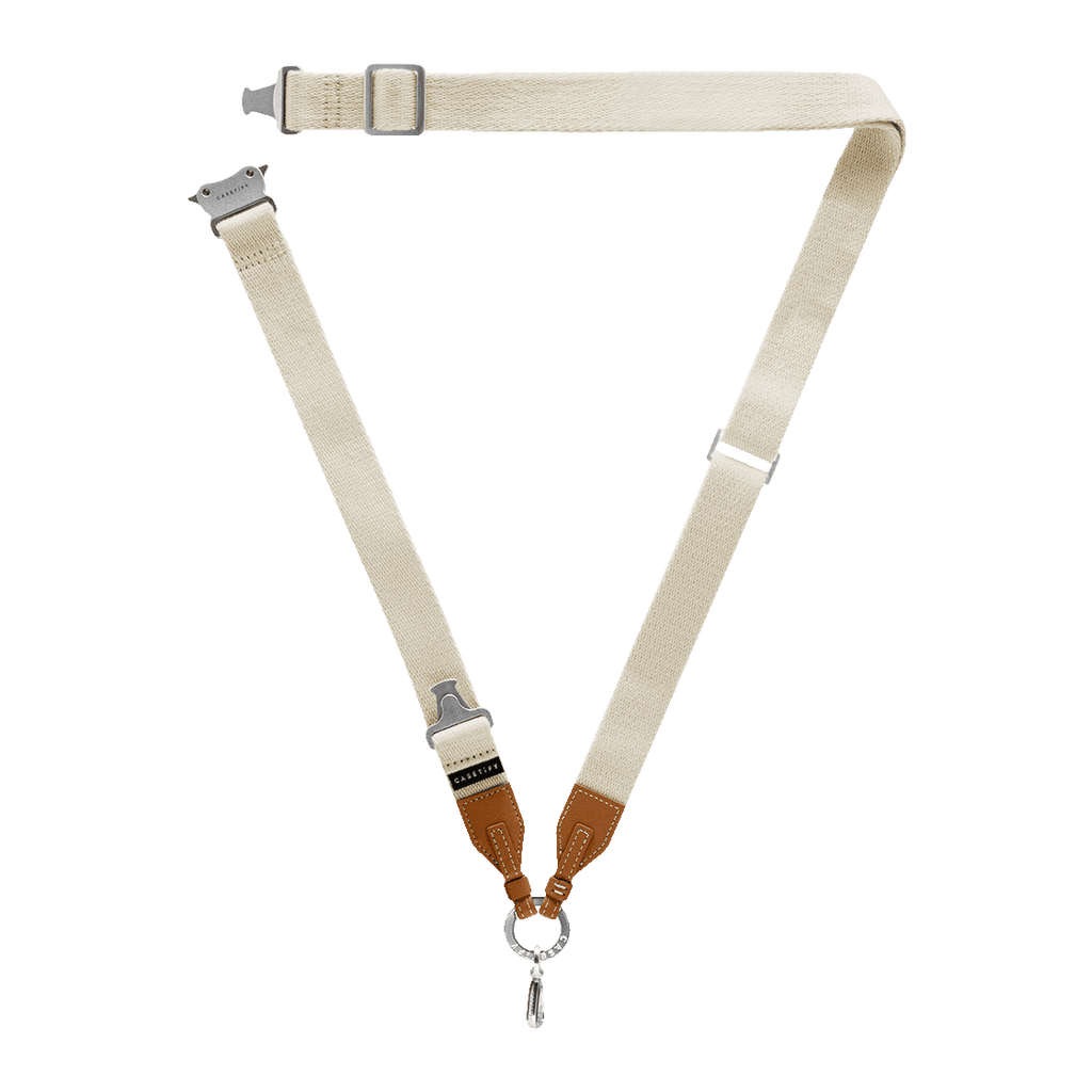 2-in-1 Utility Lanyard with Leather Earbuds - Ecru/tan - AirPods Pro 2