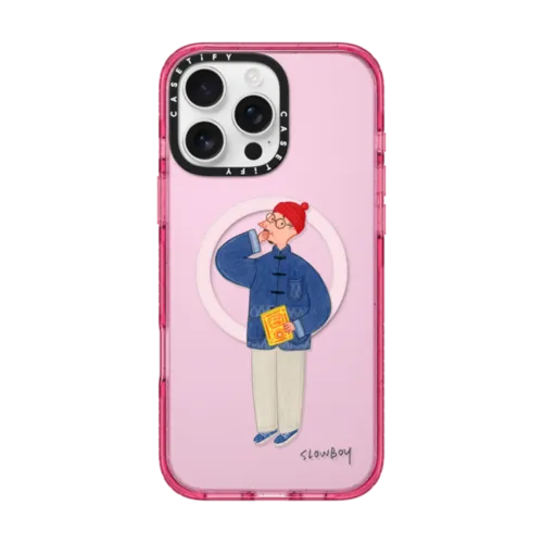 Slowboy in mandarin jacket | iPhone 16 Pro Max / Impact Case MagSafe Compatible / Pink Fizz | Image 1