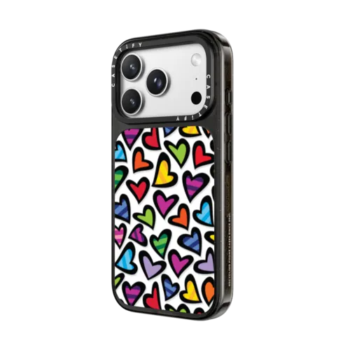 HEARTS BY ROMERO BRITTO | iPhone 18 Pro / Impact Case MagSafe Compatible - Glossy / Glossy Black | Image 2