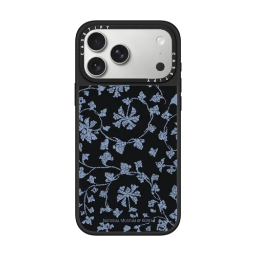 NMK Blue Peony and Plum Blossom Nacre Case | iPhone 17 Pro Max / Pearl Case / White W/ Black | Image 1