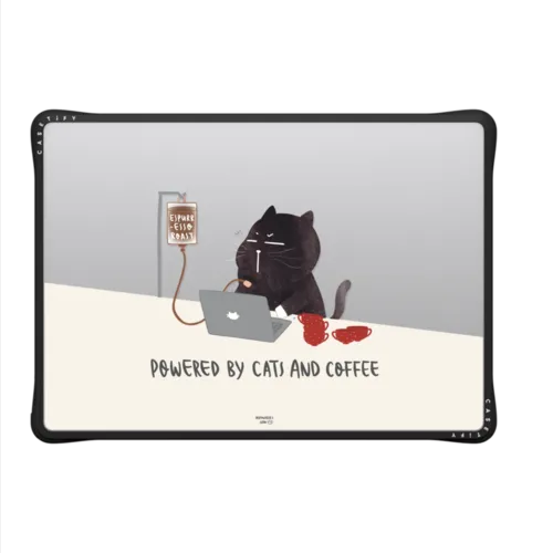 Powered by cats and coffee | MacBook Pro 14-inch (M1 - M5) / MacBook Impact Case / Black | Image 2